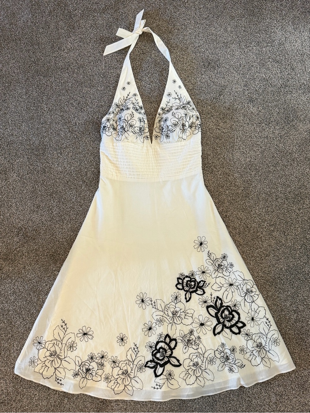 Halter Floral Embroidered Dress